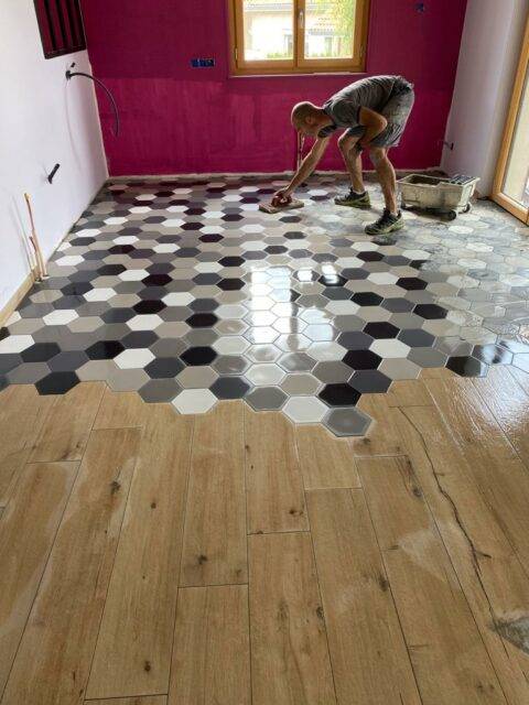 carrelage intérieur : carreaux hexagonaux dans cuisine